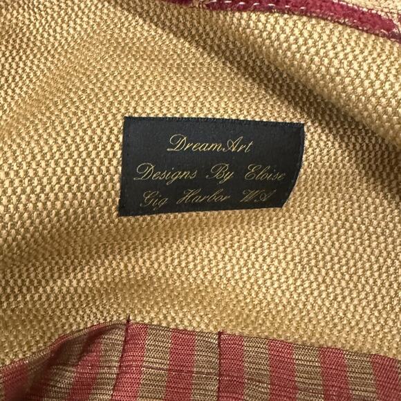 Fabric Tapestry Large Square Tote w/Wood Bar Handles - Picture 8 of 12